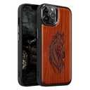 Govmeie Magnetic Wood Case for iPhone 14 Case/ iPhone 13 Case Natural Wood I Metal Lens Frame Protection I Unique & Classy Wooden Shockproof Protective Cover Compatible with magsafe-Rose Wood-Horse
