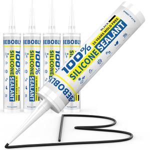 Black Silicone Caulk & Sealant, 100% Waterproof Silicone Caulking, Silicone Sealant Caulking for Kitchen, Bathroom, RV, Interior & Exterior Use, Shrink & Crack Proof, 10.2 FL. OZ/300ML, 4 Pack