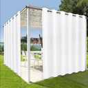 OutdoorLines Waterproof Indoor Outdoor Curtains for Patio-Privacy Sun Blocking Grommet Curtain Panel Weatherproof, UV Resistant Curtains for Gazebo, Front Porch, Pergola 100W x 84L Inch 1 Panel White