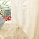 YoungsTex Linen Semi Sheer Curtains 63 Inch Length - Light Filtering Drapes with Back Tab Rod Pocket Lightweight for Living Room Window, Chamapgne, 2 Panels, 52 X 63 Inch (Champagne)