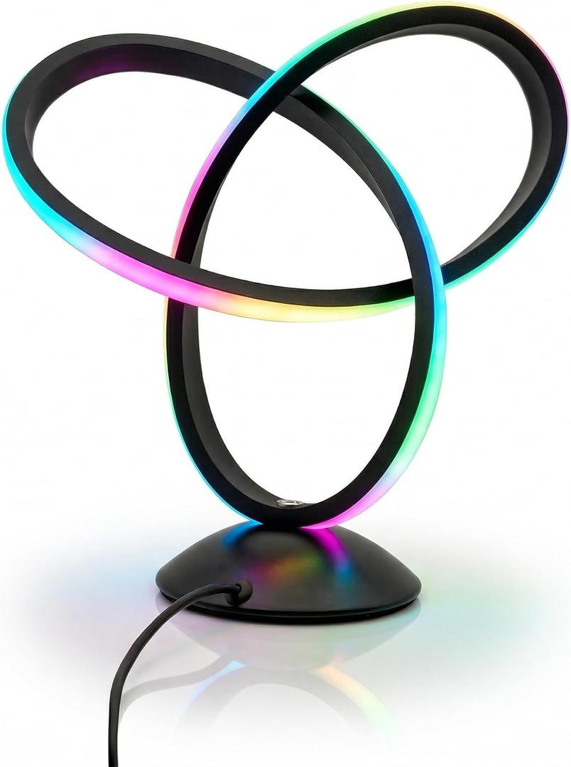 RGB Bedside Lamp with Remote,13 Color Changing Spiral Table Lamp, Dimmable LED Night Light with 3 Warm White Levels for Bedroom, Living Room,Nightstand,Black