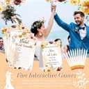 Estune 322 Pcs Bridal Shower Games Set for 50 Guests Includes Bingo, Scramble, Would She Rather, What's in Purse, Advice and Wishes Wedding Games Double Sided with Wooden Box, 20 Pencils(Fall in Love)