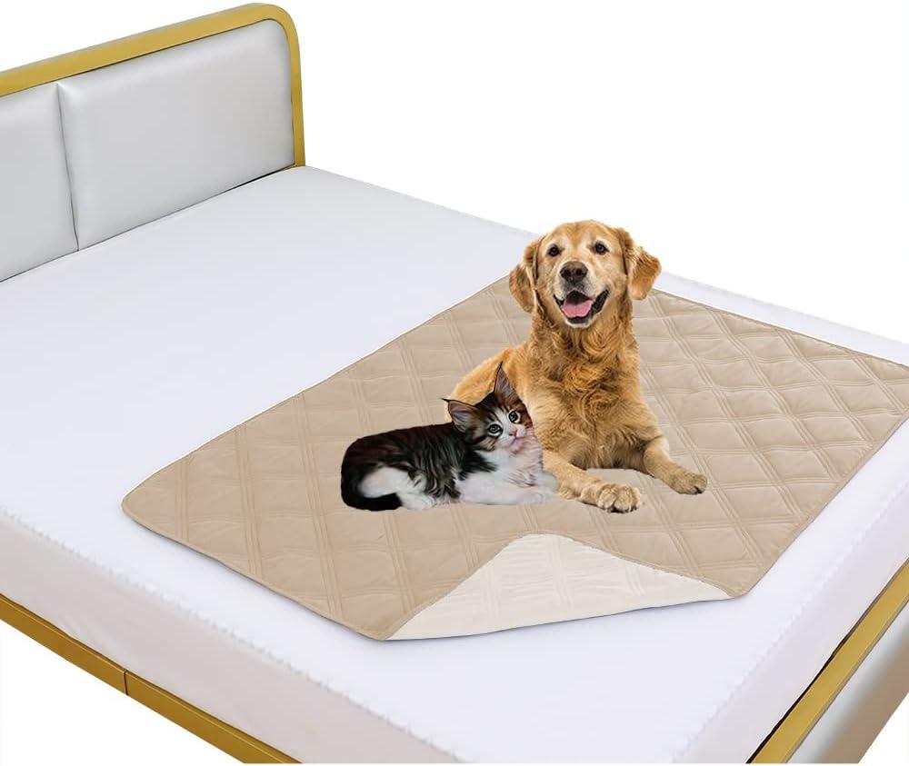 fuguitex Waterproof Dog Blanket, Pet Friendly Reversible Throw Essential for Small Dogs, Tear Resistant Leakproof Washable Couch Cushion Bed Protector Cover for Indoor Furniture40"*50",Beige+Cream