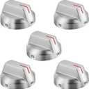 DG94-04167 Stove Knobs Replacement Parts for Samsung Gas Range Knob Stainless Steel NX60T8111SS NX60A6511SS/AA NE63A6511SS/AA Oven Dial Surface Burner Electric Knob Cooktop Assembly Knobs 5 Pcs