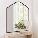 Arched Mirror Wall Decor, 32"x24" Black Wall Mirror, with Antique Metal Frame, for Elegant Entryway, Bathroom, Living Room, Bedroom