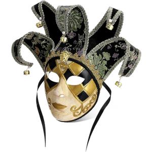 Syhood Mardi Gras Mask Venetian Mask Masquerade Halloween Vintage Jester Full Face Wall Decorative Art Collection (Women, Gold)