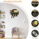Key Holder for Wall, Key and Mail Holder Organizer - Key Holder Wall Mount with Bouquet Shelf and Key Hooks, Round Wooden Rustic Key Rack for Entryway and Home Decor (Black)