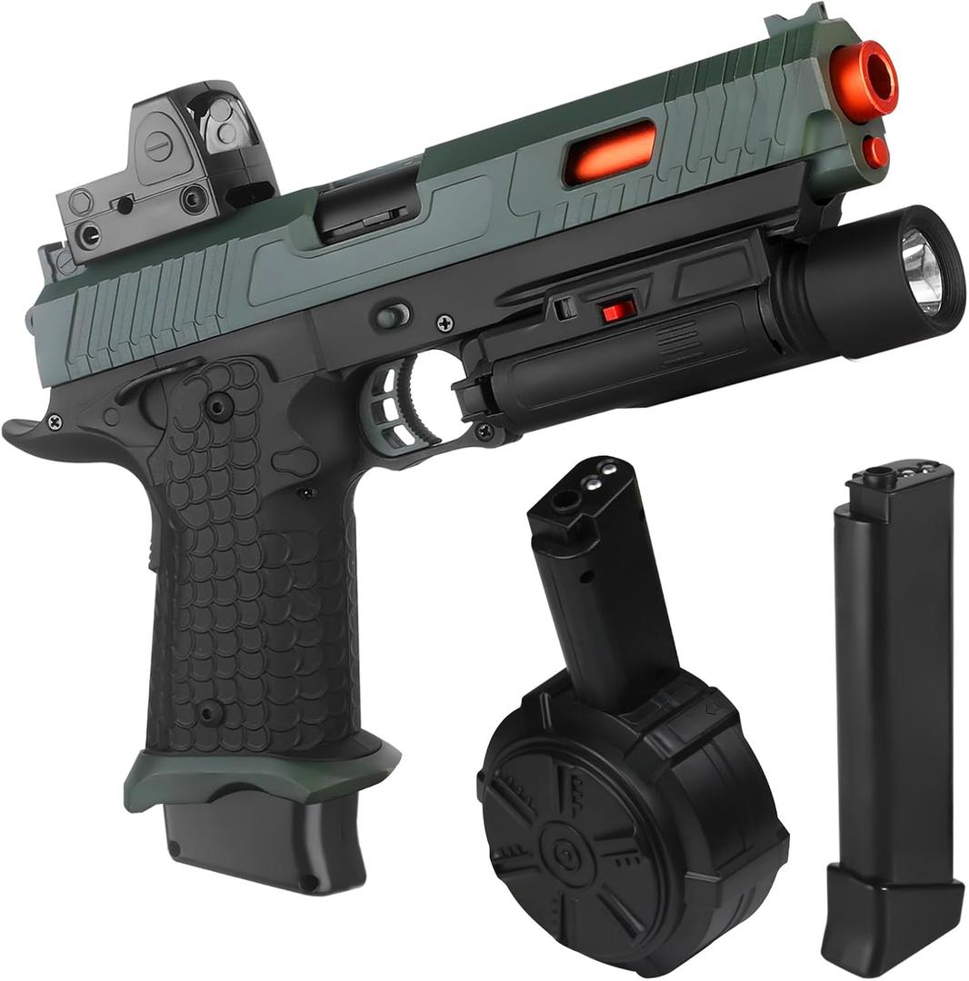 Electric Gel Blaster Toys New X5, Full Auto Splat-Blaster Includes Drum and Goggles for Outdoor Team Game, X2 Upgrade Version for Ages 14+,Green