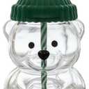 2025 New Bear Straw Cup, 20oz Glass Bear Cup With Reusable Straw For Smoothies, Boba & Iced Coffee