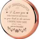 GAOLZIUY Granddaughter Makeup Compact Mirror - Grandma & Grandpa Gift, Birthday Present with Light & Magnification (Rose Gold-daughter in Law)