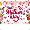 Mothers Day Decorations Happy Mothers Day Banner Backdrop for Mothers Day Party Decorations, 71 x 43 Inch
