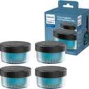 Norelco Philips Quick Clean Pod Cartridge, Lubricates Shaver and Eliminates Cut Hair, 4x 5.4 fl oz Cartridges (Up to 1yr Supply), BD9010AZ