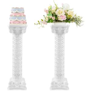 Colingmill 2 Pcs Wedding Roman Column Greek Pillars Stand Plastic Wedding Pillars Columns for Ceremony Flowers Plant Holder for Ceremony Event Party (Round Hollowed,38.58 x 10.63 Inches)