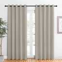 NICETOWN Room Darkening Draperies Window Curtain Panels, Natural, 2 Panels, W60 x L84 -inch, Thermal Insulated Grommet Room Darkening Curtains for Bedroom
