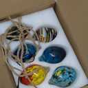 6pcs Hand Blown Colorful Glass Egg Ornaments, Hanging Art Glass Suncatcher with Jute Rope, Vibrant Speckled Glass Eggs for Garden, Window, Tree, Patio, Home & Outdoor Decor