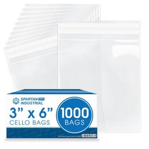 3" X 6" Self-Sealing Cellophane Bags (1000 Count) Clear Cookie Bags With Seal for Decorated Cookies, Candy, Bakery Treats - Resealable Adhesive Flap - Spartan Industrial