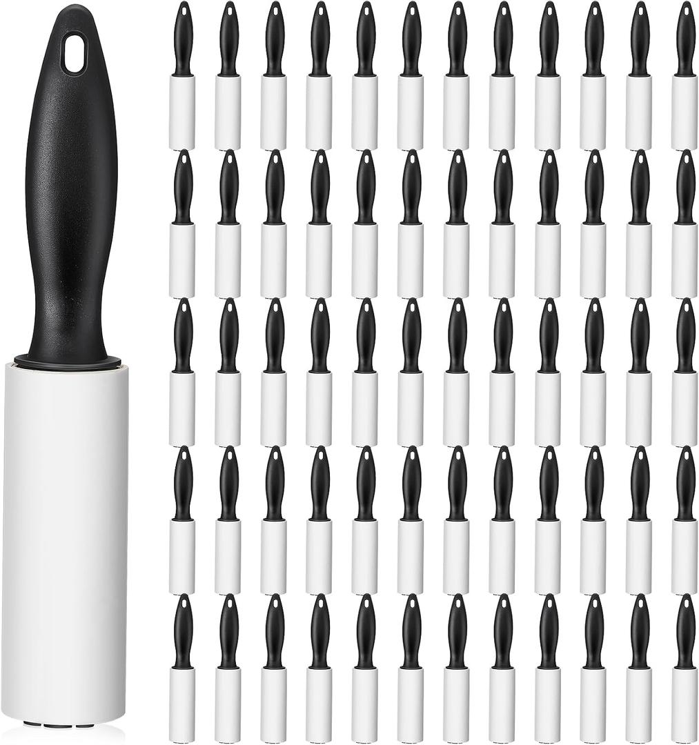 Zhehao 60 Pack Mini Lint Roller Bulk Small Lint Remover Travel Size Portable Brushes Sticky Roller for Clothes Pet Hair Furniture Couch Carpet Car Seats Bedding