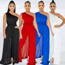 chicyes Women's Jumpsuits Dressy Date Night Rompers Long Sleeve Bodycon Pants Birthday Party Outfits Clothes (Blue, XL)
