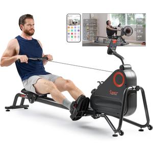 Sunny Health & Fitness Magnetic Rowing Machine for Home Exercise, Quiet & Smooth Rower with Compact Storage and Optional Free Sunny Fit App Connectivity