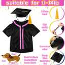 4 x Dog Graduation Cap and Gown 2026 Washable Pet Graduation Costume for Dog Cat Shirt and Hat (Color-Blocked,Black,M)