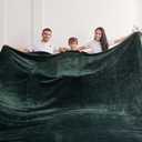 Oversized Blanket 120x120 Inches, Giant Huge Jacquaed Blanket 10'x10' Blanket for Bed, Travel and Camping, Extra Large Big Soft Blanket Fits The Whole Family and Outdoor, Dark Green Leaf