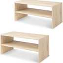 Whitmor Wood Stackable 2-Shelf Shoe Rack, White Oak, 24 inches2 Pack, 24 INCH X2