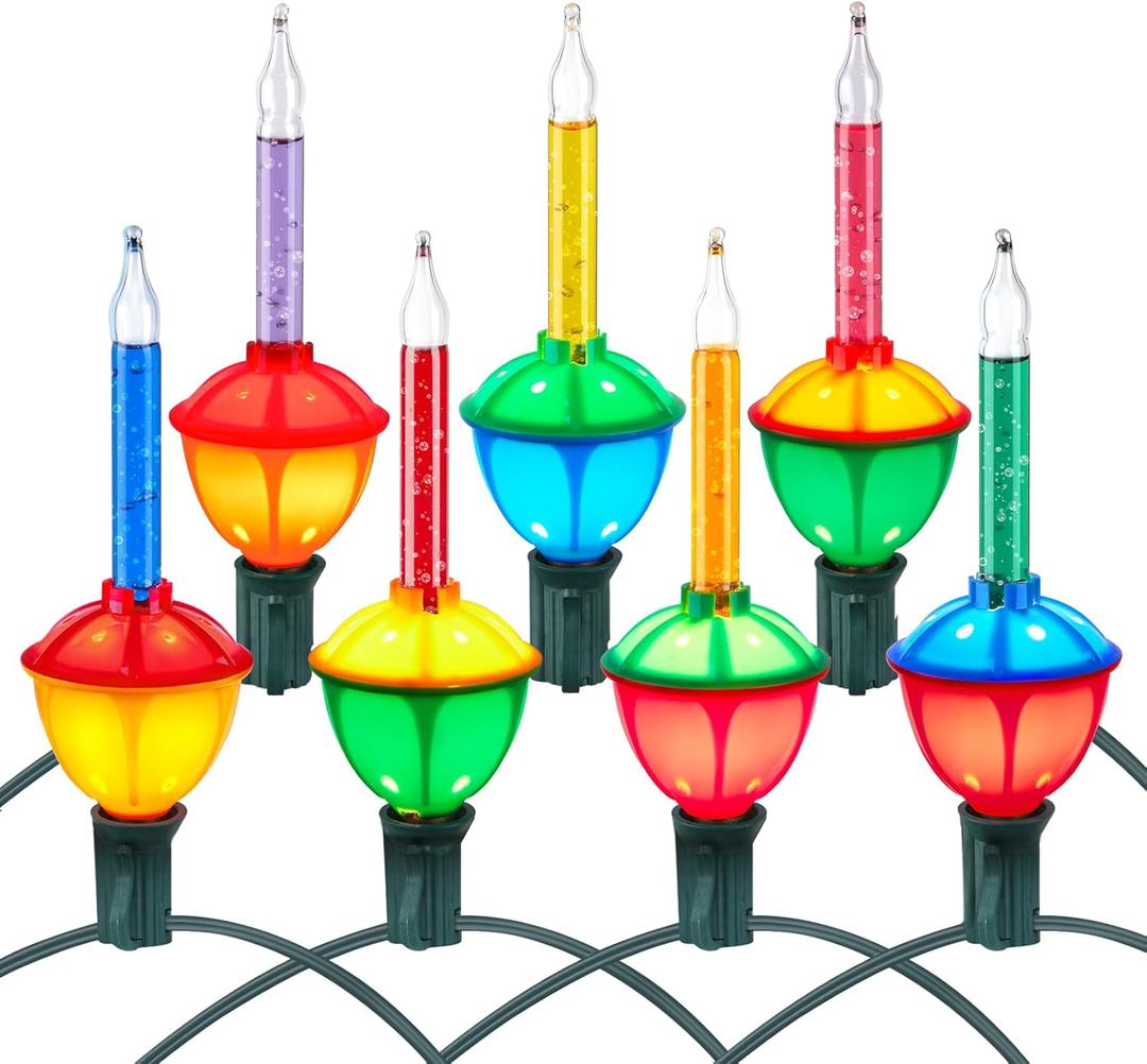 Brightown Bubble String Lights - 6.5ft 9 Counts Christmas Light Bulb, Traditional Multicolor Bubble Lights for Christmas Tree Holiday Celebrations Lighting, 7 Colors