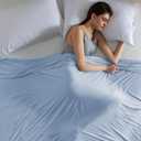 Bedsure Light Blue Cooling Blanket Full Size for Hot Sleepers - Summer Blanket Full Size Cold Bed Cool Arc-Chill Thin Ice Cooled Bedding with Rayon Derived from Bamboo Night Sweats Hot Flashes, 80x90