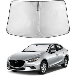 EcoNour Windshield Sunshade Compatible for Mazda 3 2014-2024 2025 2026, Sun Visor for Front Windshield & Window Sun Shade Cover, UV Heat Blocker & Protector, Car Accessories