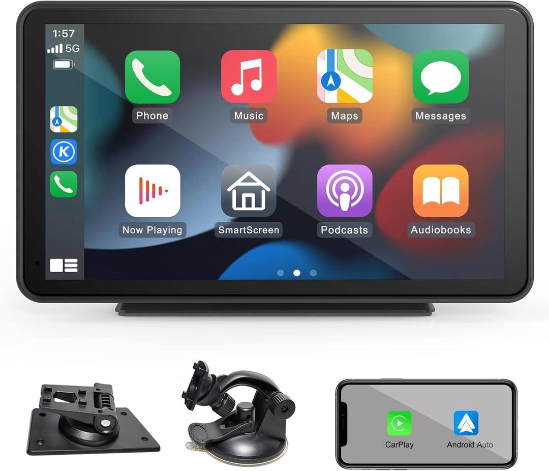7-Inch Carplay Android Auto Touchscreen with Mirror Link, HD Waterproof Backup Camera, Bluetooth, WiFi, Auxiliary, USB Charger - Compatible with iPhone and Android Phones