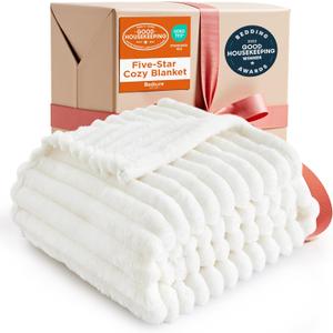 Bedsure GentleSoft Twin Blanket for Bed - Cozy Soft Blankets for Women, Cute Small Fleece Throws for Girls, Graduation Decorations Gift for Her Him School Dorm, Off White, 60x80 Inches