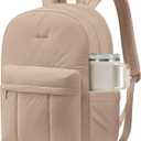 LOVEVOOK Puffer Backpack for Women Girl Travel Work, Lightweight Quilted Laptop Backpack Purse, Cute Bookbag Teacher Nurse Laptop Bag Computer Backpack, Waterproof Casual Daypack,17.3 Inch, Khaki