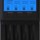 Panasonic BQ-CC65AKBBA Super Advanced eneloop pro and eneloop 4-Position Quick Charger with LCD Indicator Panel and USB Charging Port, Black