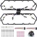 WMPHE Compatible with 2 Valve Cover Gaskets + Inner Injector Glow Plug Harness with Relay + 8 Glow Plugs Ford F250 F350 E250 E350 Diesel Powerstroke 7.3L 1999 2000 2001 2002 2003, OEM F81Z-6584-AA