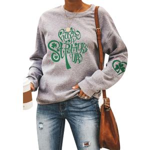 Womens Long Sleeve Shamrock Crew Neck Shirtss Tunic Tops Clover St Patricks Day Pullover SweatShirtss (Medium, Tree)