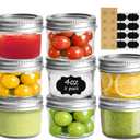 ComSaf Mini Mason Jars 4oz - 8 Pack, Regular Mouth Mason Jar with Lids and Seal Bands, Small Glass Canning Jar for Spice, Jam, Honey, Jelly, Dessert, Shower Wedding Favors, DIY Candles Decor