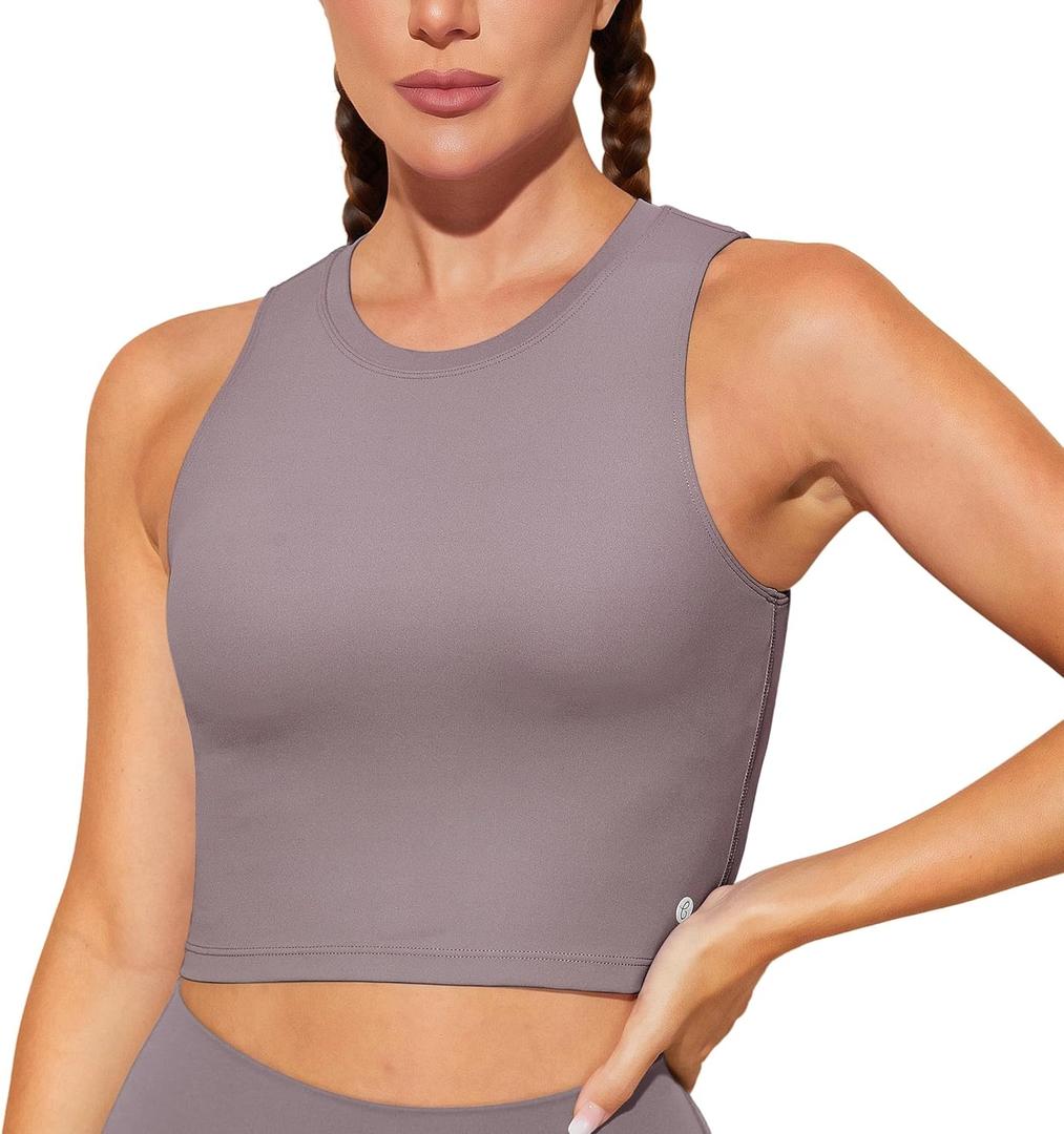 Natural Feelings Nudi Sports Bras for Women Removable Padded Yoga Tank Tops Sleeveless Fitness Workout Crop Tops (X-Large, Lunar Rock)