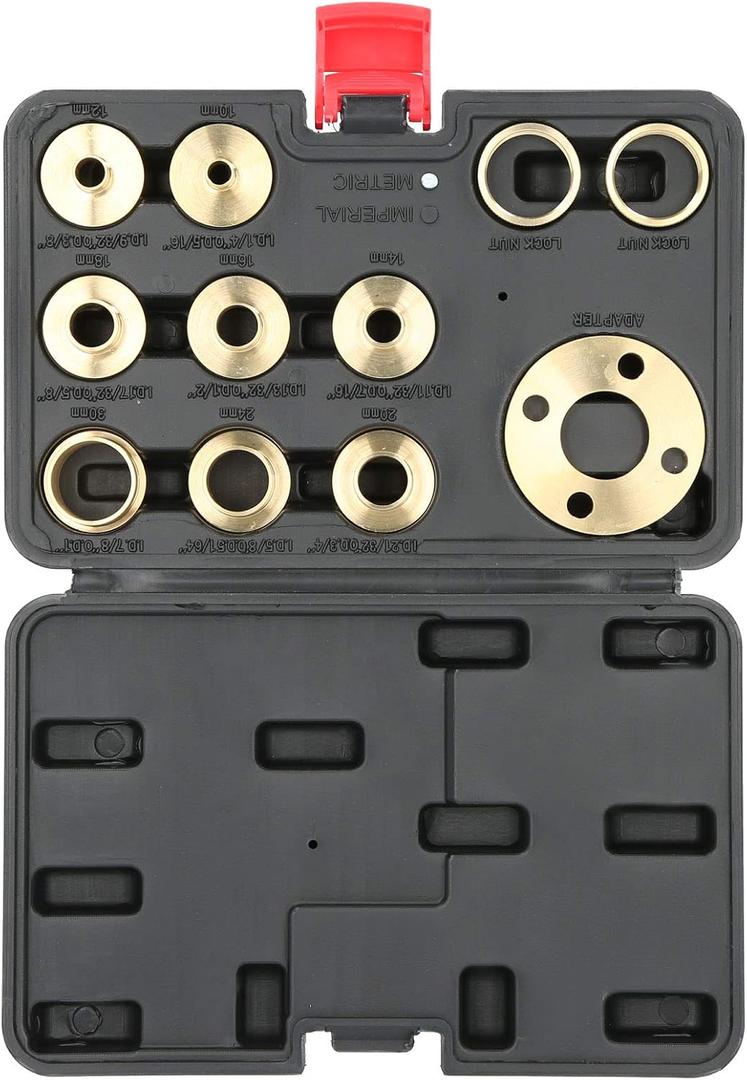 11Pcs Brass Template Router Guides Kit, Router Parts with Lock Nut Adapter Router Accessory for Cleaning Work Hinge Milling