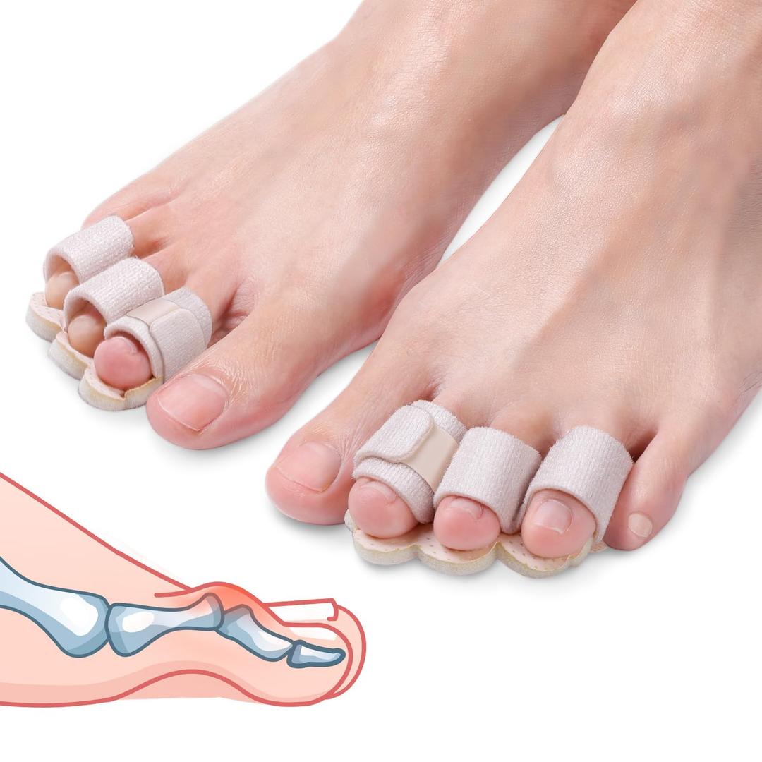 Hammer Toe Straightener Corrector Splint Brace for Women fit 2nd 3rd and 4th Toes - (M-Beige) - 1 Pair