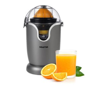 Gourmia Automatic Citrus Juicer - 17 oz Capacity, One-Touch Operation, Universal Cone, Anti-Drip Spout, Dishwasher-Safe Accessories, Compact Quiet 60W Motor (Large)