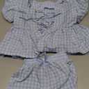 Thorn Tree Toddler Girl Clothes Set Ruffle Sleeve Hem Top Cardigan Elastic Waist Shorts Plaid Printed Summer 2Pcs Outfits 2-3T