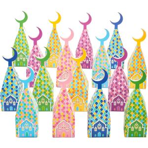 60 Pcs Gable Ramadan Gift Boxes Kareem Paper Eid Mubarak Gift Boxes Muslim Eid Mubarak Box Eid Mubarak Favors for Ramadan Party Candy Supplies Kids Goodie Wedding Mosque Decorations, 6 Designs