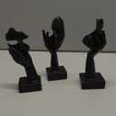 3 Pcs Thinker Small Statue Set - Black Art Abstract Home Accent Figurines for Decor Bedroom, Shelves, Living Room Coffee Table, Office Desktop (3 Pcs Black, 6")