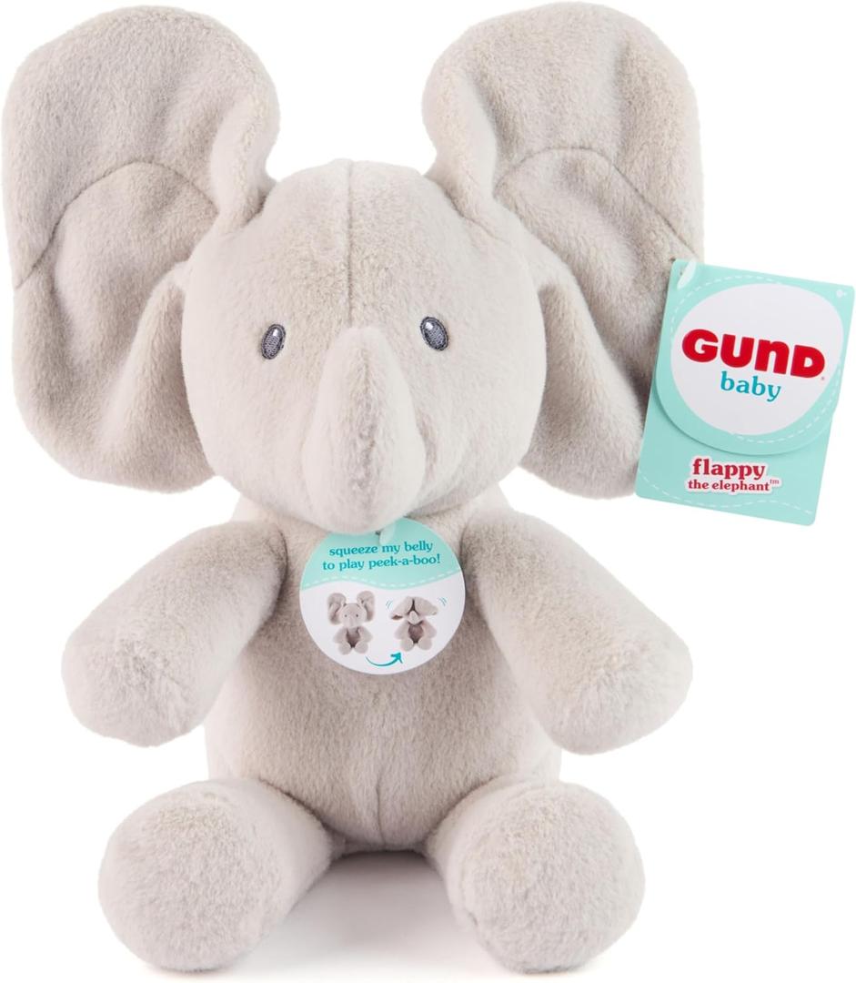 GUND Baby Peek-a-Boo Flappy Elephant Plush, Elephant Stuffed Animal, Baby Toy for Ages 0 and Up, Gray, 7" (Batteries Not Required)