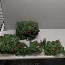 Total 18 Ft Extra Long Prelit Christmas Garland Outdoor 200 Warm White Lights 8 Modes Timer Xmas Garland Battery Operated 300 Thick Branch Christmas Decoration Stairs Mantle,2 Pack 9 Ft Each