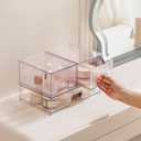 Clear Stackable Desk Storage Drawers, 3 Pack Acrylic Bathroom Makeup Organizers, Easily Assemble All Purpose Plastic Bins for Brightroom, Pantry Organization, Vanity, Undersink, Cabinet