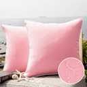 Phantoscope Pack of 2 Outdoor Waterproof Solid Throw Decorative Pillow Cover Decorative Square Outdoor Pillows Cushion Case Patio Pillows for Couch Tent Sunbrella (18''x18'', Pink)