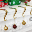 7 Pcs Christmas Stocking Holders Metal Mantel Stockings Hangers Classic Shelf Heavy Duty Stocking Garland Hangers for Counter Tables Window Fireplace Xmas Party Decoration (Gold)