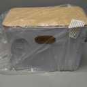 Extra Large Bread Box for Kitchen Countertop Corner Breadbox for Homemade Bread Metal White Ear of Wheat Pattern Embossed Storage Container Bin with Bamboo Lid Fits 2 Loaves of Bread