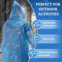Rain Ponchos for Adults Reusable (2 Pack), Waterproof EVA Raincoats with Hood & Drawstring for Women & Men, Blue